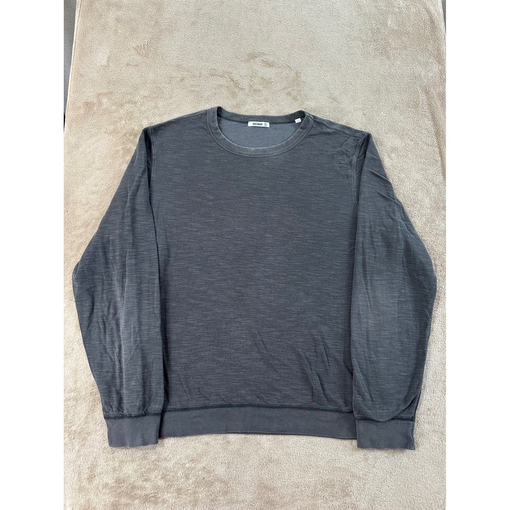 Buck Mason Crewneck Sweatshirt Mens Size XL Charcoal Gray faded Sleeves